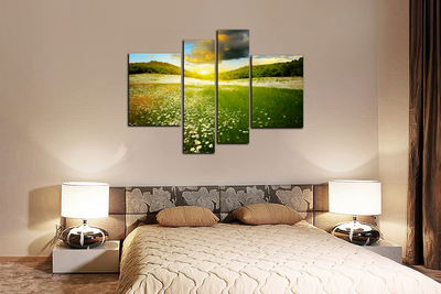 Модульная картина "Ромашки на солнце"