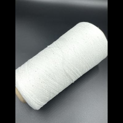 100% МЕРСЕРИЗОВАННЫЙ ХЛОПОК С СЕРЕБРИСТОЙ МИКРОПАЙЕТКОЙ 1мм, 250 грамм/2000 метров, цв. 002 белоснежный