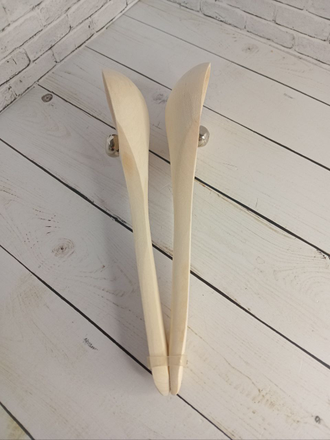 Ложки музыкальные с бубенцами 190*60 мм в станке деревянные плоская ручка