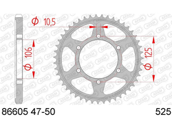 86605-47 Звезда ведомая 525 сталь Street triple 675, Daytona 675 AFAM 86605-47