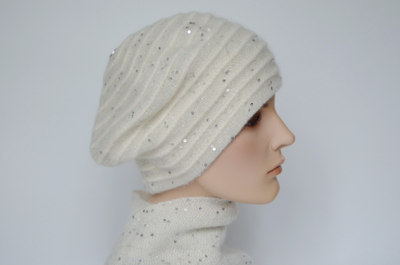 Итальянский белый берет и шарф Вицио зима 2023