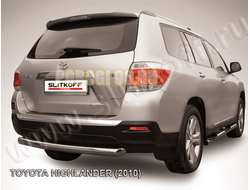 Защита заднего бампера d76 радиусная Slitkof для Toyota Highlander 2010-2014