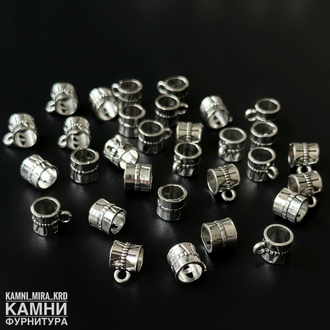 Бейл средний "Барабан" 6,8х9,2 мм отверстие 5 мм цвет серебро, цена за штуку