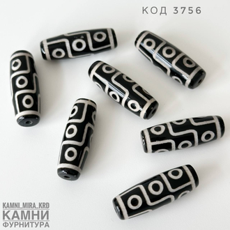 Бусина Дзи на основе агата средний биконус, вид в ассортименте, цена за штуку