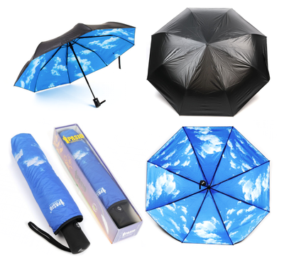 Зонт автоматический с двусторонним куполом Pasio (Принт: небо с облаками, звездное небо, галактика, сакура)