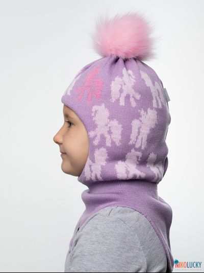 Шапка-шлем 23101-03 с утепл. хб подклад, фиалковый,роз. 48-50