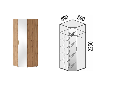 Шкаф угловой с зеркалом (лев/прав) Монако 902.09.1