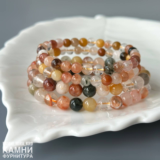 Браслет из цветного кварца, шары 6,2/7,8-8 мм, цена за штуку