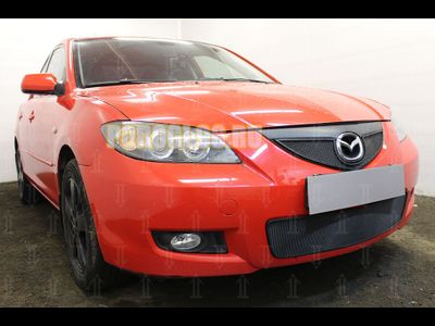 Защита радиатора Mazda 3 2006-2009 (седан) black верх