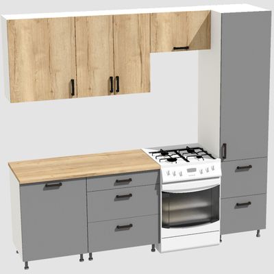 Кухня Эконом 1,8 метра с колонкой (1300х500) Цвет: Дуб Вотан/Базальт