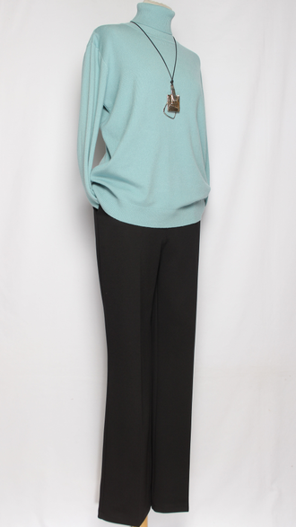 Брюки "Клеш от колена" трикотажные чёрные р.48-54