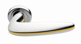 Дверные ручки Morelli Luxury SUNRISE CRO/GIALLO Цвет - Полированный хром/с желтой вставкой