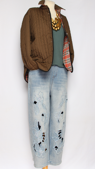 Жакет хлопок двойной "Строчёный двухсторонний1" шоколад до р.48 (рост до 164см)