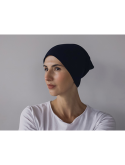 Шапка бини темно-синий хлопок