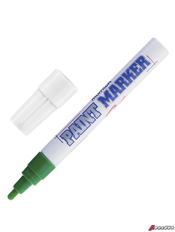 Маркер-краска лаковый (paint marker) MUNHWA, 4 мм, ЗЕЛЕНЫЙ, нитро-основа, алюминиевый корпус, PM-04. 151473
