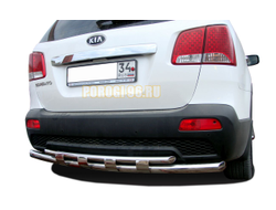 Защита заднего бампера двойная с перемычкам d60/42 для Kia Sorento (2009-2012)