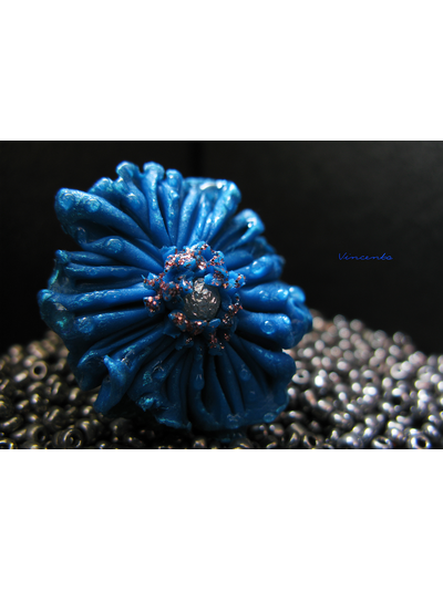 Цвет Волшебства. Авторское кольцо - цветок из полимерной глины. Волшебное украшение от Винсенто