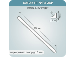 Акриловый плинтус бордюр для ванной BNV ГЛ12 Бежевый правый длина 750 мм.