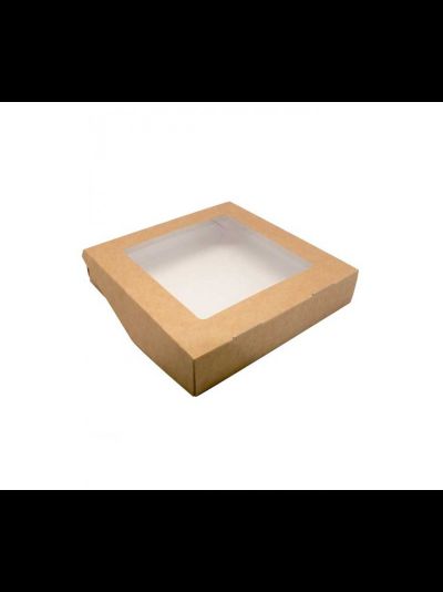 Коробка кондитерская с окном (крафт), 200*200*40мм