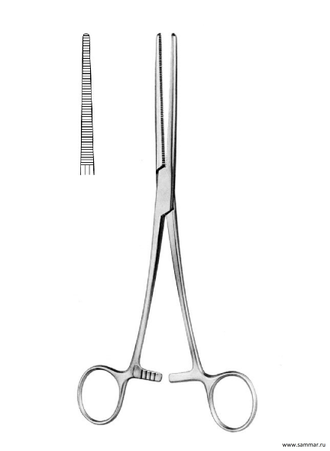 Зажим кровоостанавливающий зубчатый (Бильрота) № 2, 200 мм, прямой