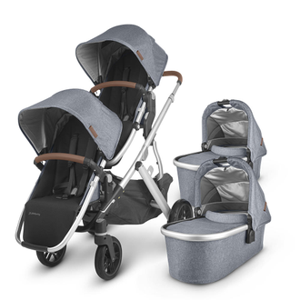 Коляска 2в1 для двойни UPPABaby Vista V2 Gregory Голубой Меланж (люлька 2шт и прогулка 2шт)