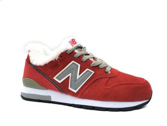 New Balance 574 красные с серым мех, женские (36-40) Арт: 023F