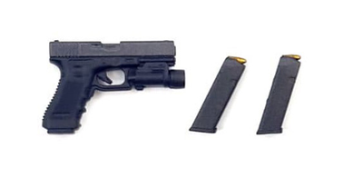 Пистолет G17 с подствольным фонариком и 2 магазина 1/12 (PES007) - DAMTOYS