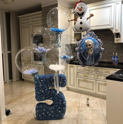 Шар баблс с перьями (размер шара 50 см)