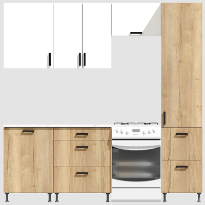 Кухня Эконом 1,8 метра с колонкой (1300х500) Цвет: Белый/Дуб Вотан