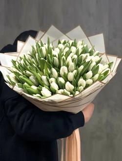 101 белоснежный тюльпан (цвет на выбор)