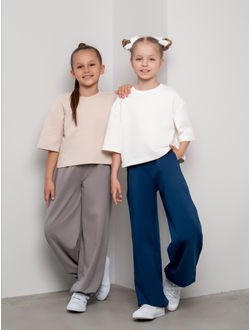 Брюки палаццо с утяжками (серый)