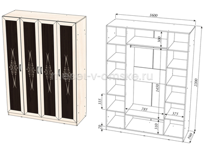 Шкаф Рио 4-х дверный с фотопечатью