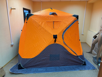 Палатка зимняя куб (2,4х2,4м) утепленная, 4-местная, 3-слойная (оранжевая)