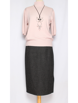 ЮБКА КЛАССИКА "СРЕДНЯЯ ПРЯМАЯ" коричневый меланж р.46