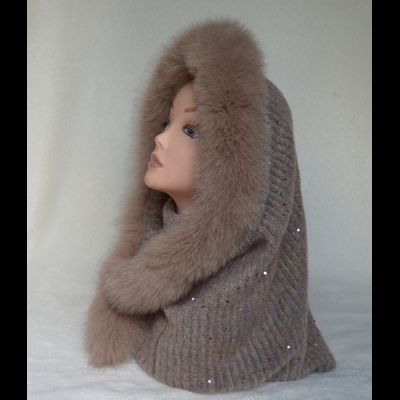 Шарф труба женский Италия Vizio 6128 Taylor Brill KSP V бежевый с мехом