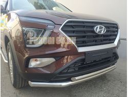 Защита переднего бампера двойная d60/42 для для Hyundai Creta 2021-