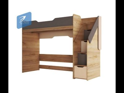 Кровать-чердак КР-001 РИЧ Миндаль/Глиняный серый (Стиль