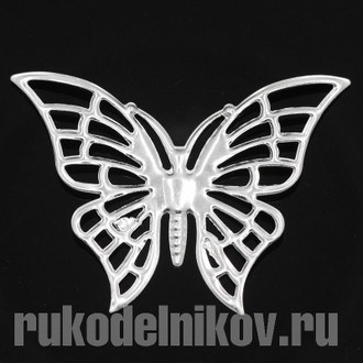 декор "Бабочка ажурная”  61x47 мм, цвет-серебро