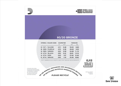 Струны для акустической гитары D`ADDARIO EJ13 80/20 в музыкальном магазине domstereo.ru