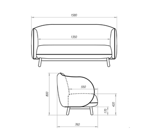 Диван Ловер лаундж 158 см