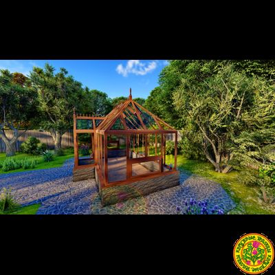 Базовая комплектация теплицы в английском стиле с холлом из стекала и алюминия ЕЛИЗАВЕТА XSP размером 5000 х 2500 мм