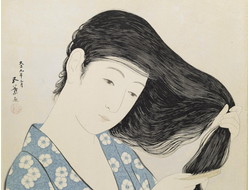 Картина обогреватель, репродукция японской живописи Женщина расчесывающая волосы