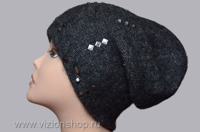 Вязаная шапка женская осень зима 2019 Vizio Италия 6112 CL антрацит