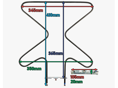ТЭН духовки Hansa, Kaizer, Beko нижний 1300 Вт, 365х350мм, 8001783, 8031256