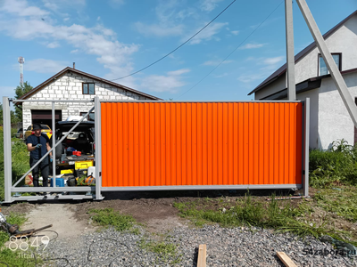 Ворота откатные на винтовых сваях