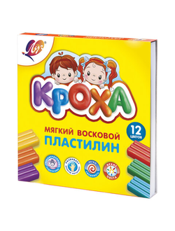 Пластилин мягкий ЛУЧ "Кроха", 12 цветов, 180 г, со стеком, картонная упаковка, 23С 1484-08