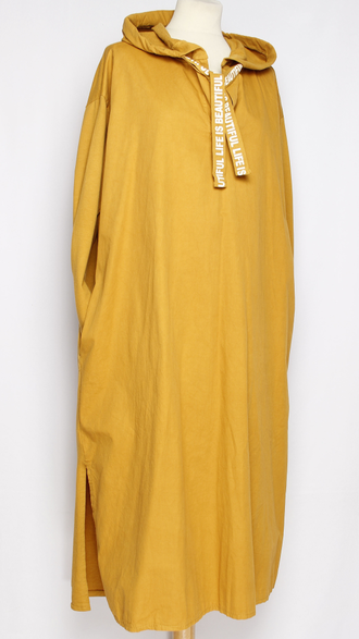ПЛАТЬЕ БОХО "Капюшон с тесьмой" горчичное
