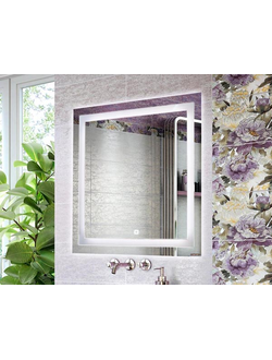 Зеркало "Квадрат-75" светодиодная лента, сенсор 750х750