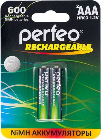 Батарейка аккумуляторная AAA никель-металлогидридная Perfeo AAA600mAh/2BL 2 шт