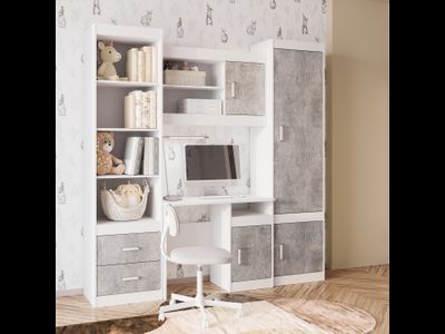 Кровать детская Паскаль белый/цемент светлый